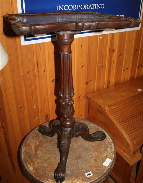 Victorian carved oak occasional table on tripod(-)